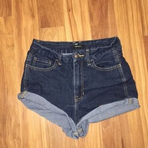 High waisted denim shorts